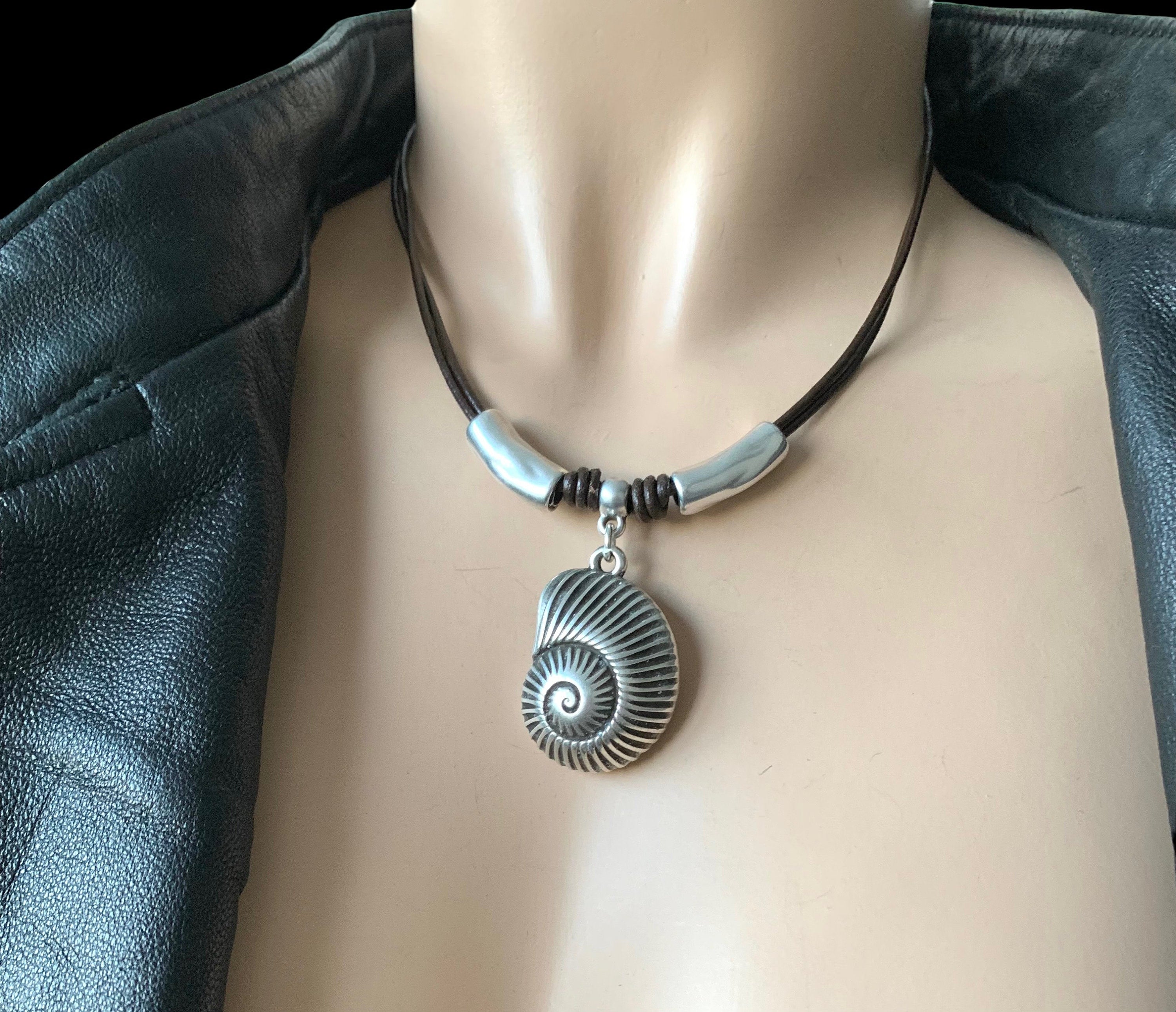 Body jewelry, naturist choker, Leather necklace for women, shell choker, colorful necklace, , surfer choker, leather jewelry