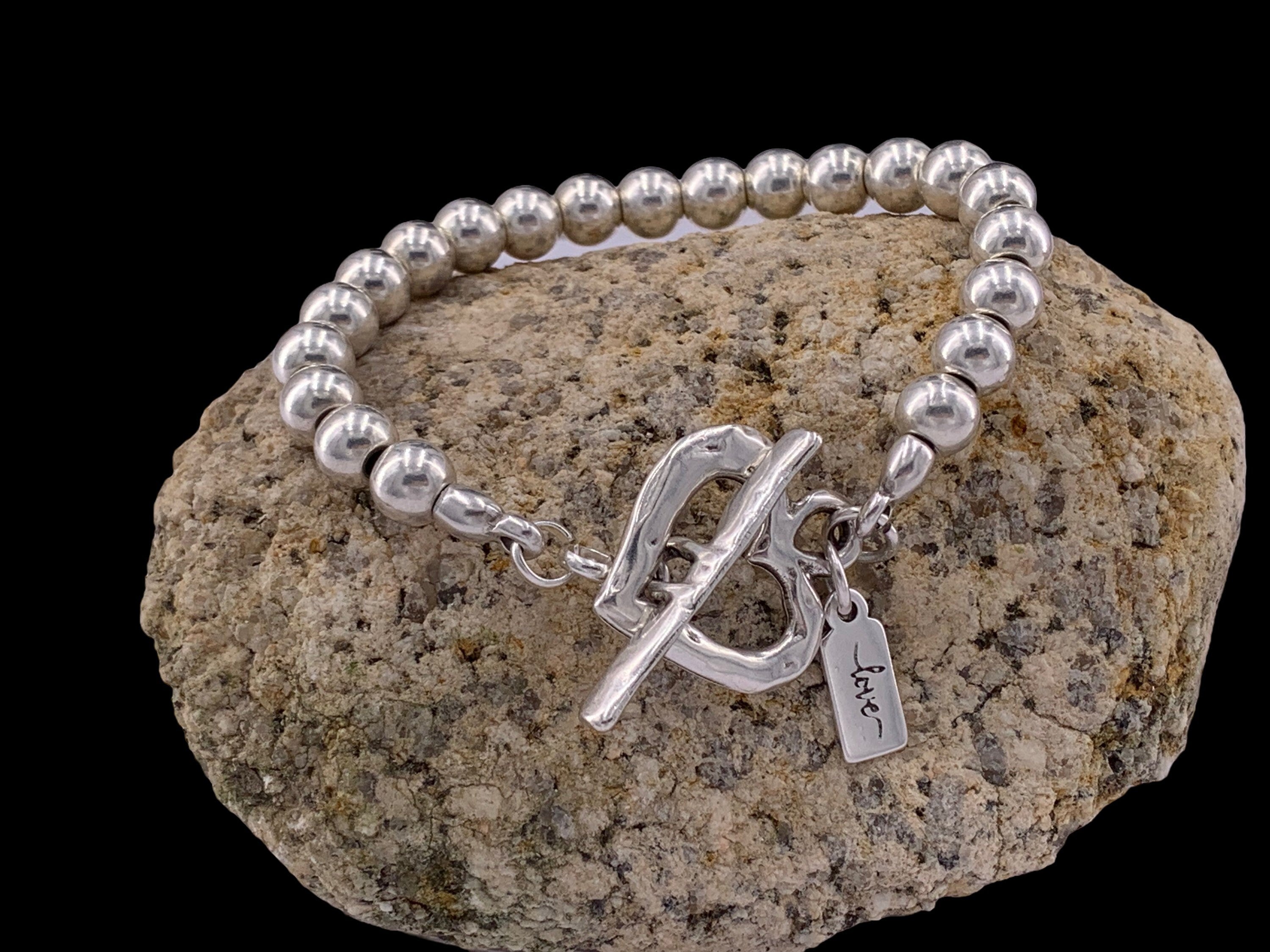 Pulsera de cuero con cuentas de plata mujer, pulsera con cuentas, boho, pulsera de plata, pulsera de plata gruesa, pulsera de mujer,