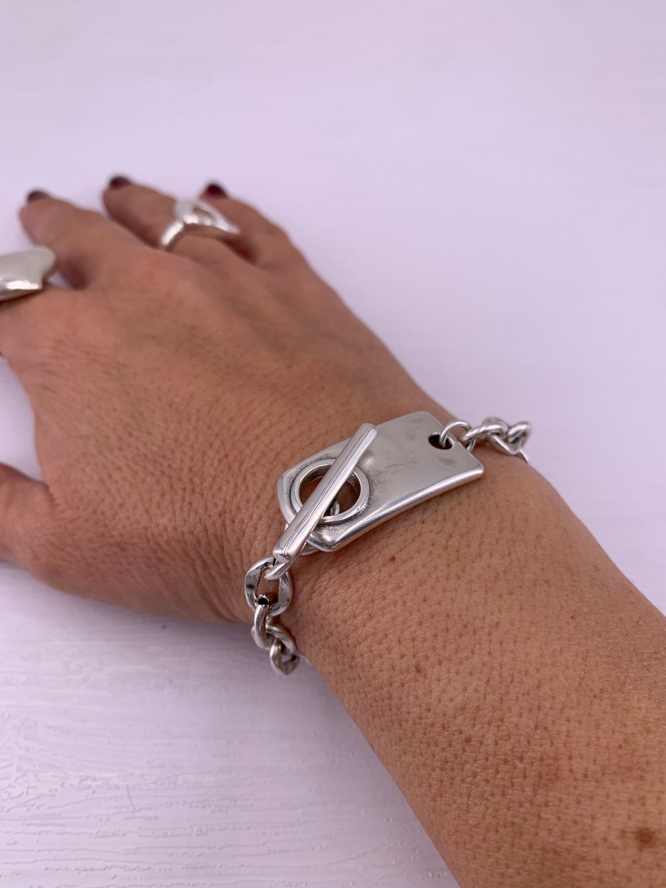 Chunky silver chain bracelet, statement bracelet, silver chain bracelet, chunky bracelet, rock bracelet,