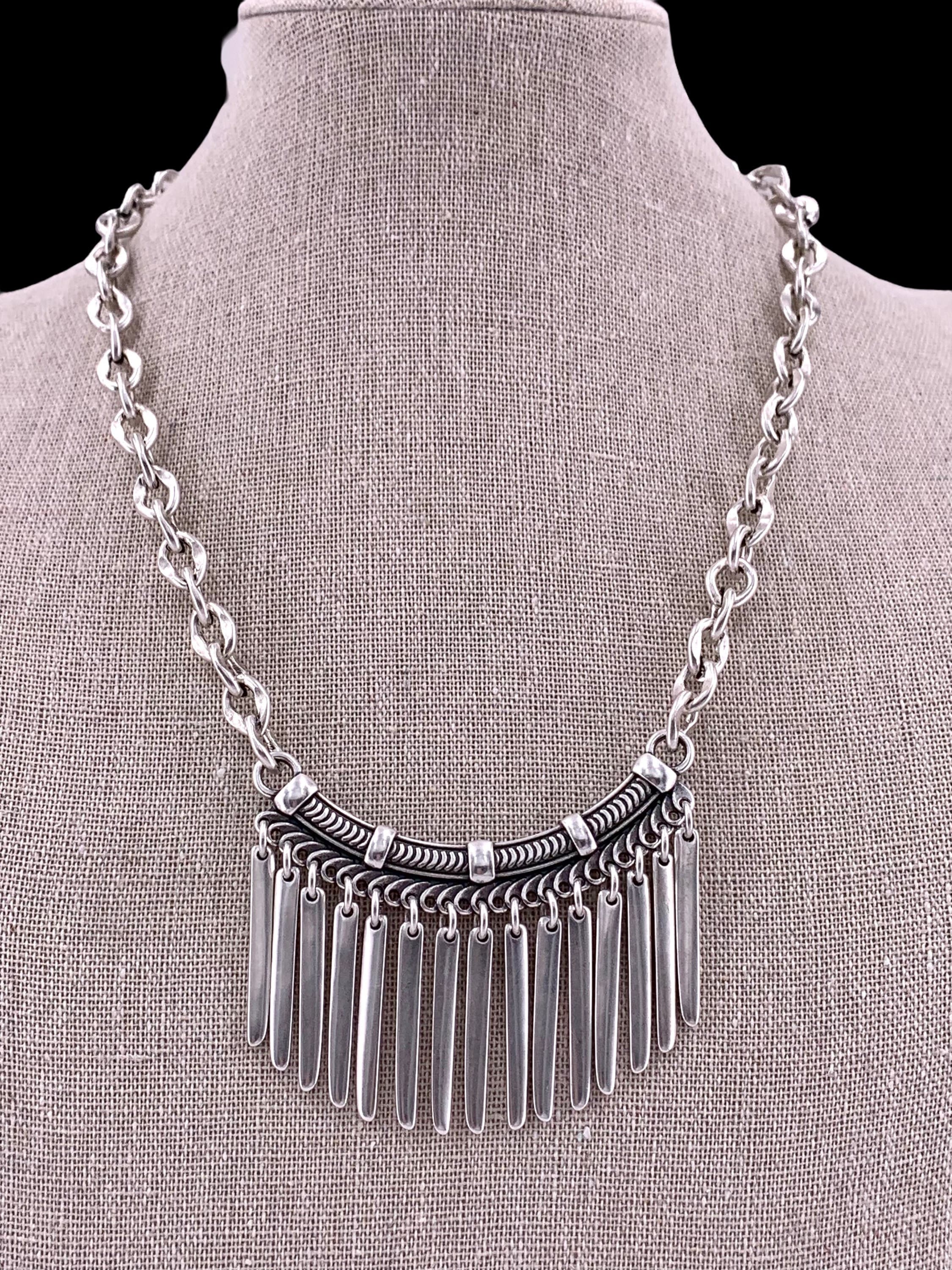 silver bib necklace, tribal necklace, statement necklace, chunky necklace, stunning necklace, ethnic necklace, spikes necklace, silver