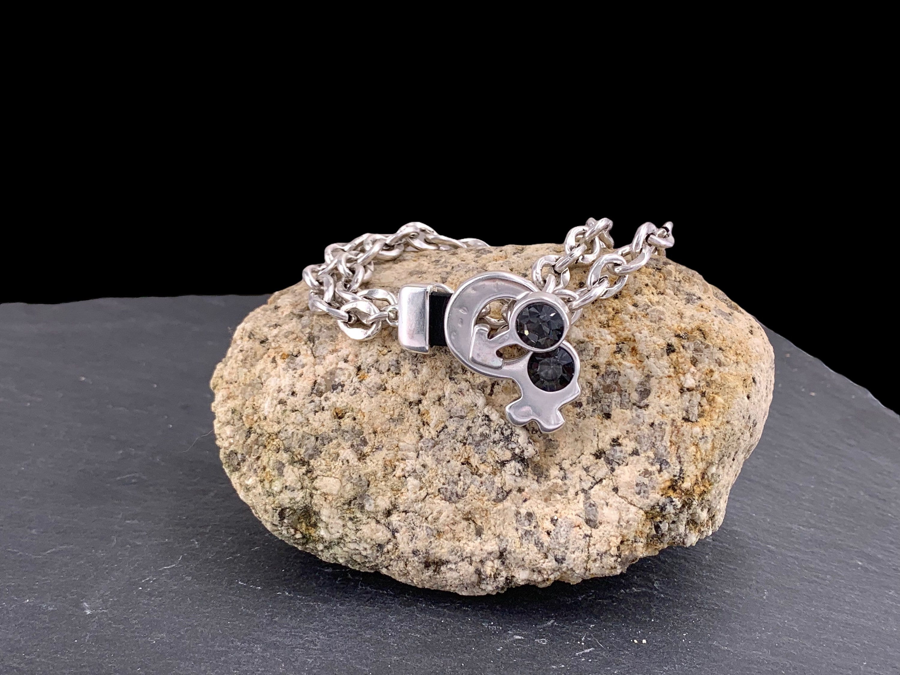 chunky silver chain bracelet, statement bracelet, silver chain Swarovski bracelet, original bracelet, rock bracelet, ,