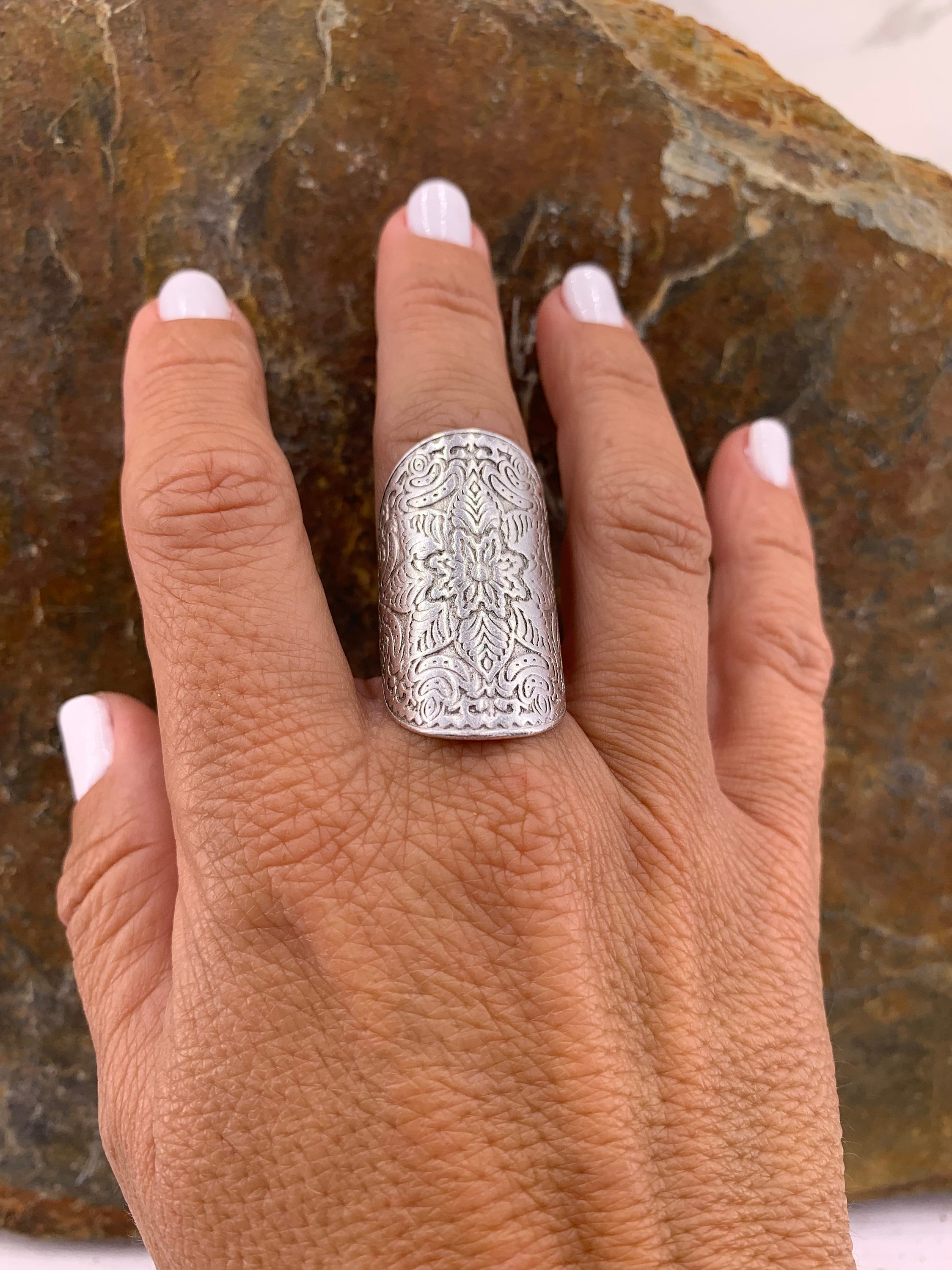 Mandala ring, chunky ring, statement ring, boho ring, oversized  ring, silver ring, statement ring, symbol ring,