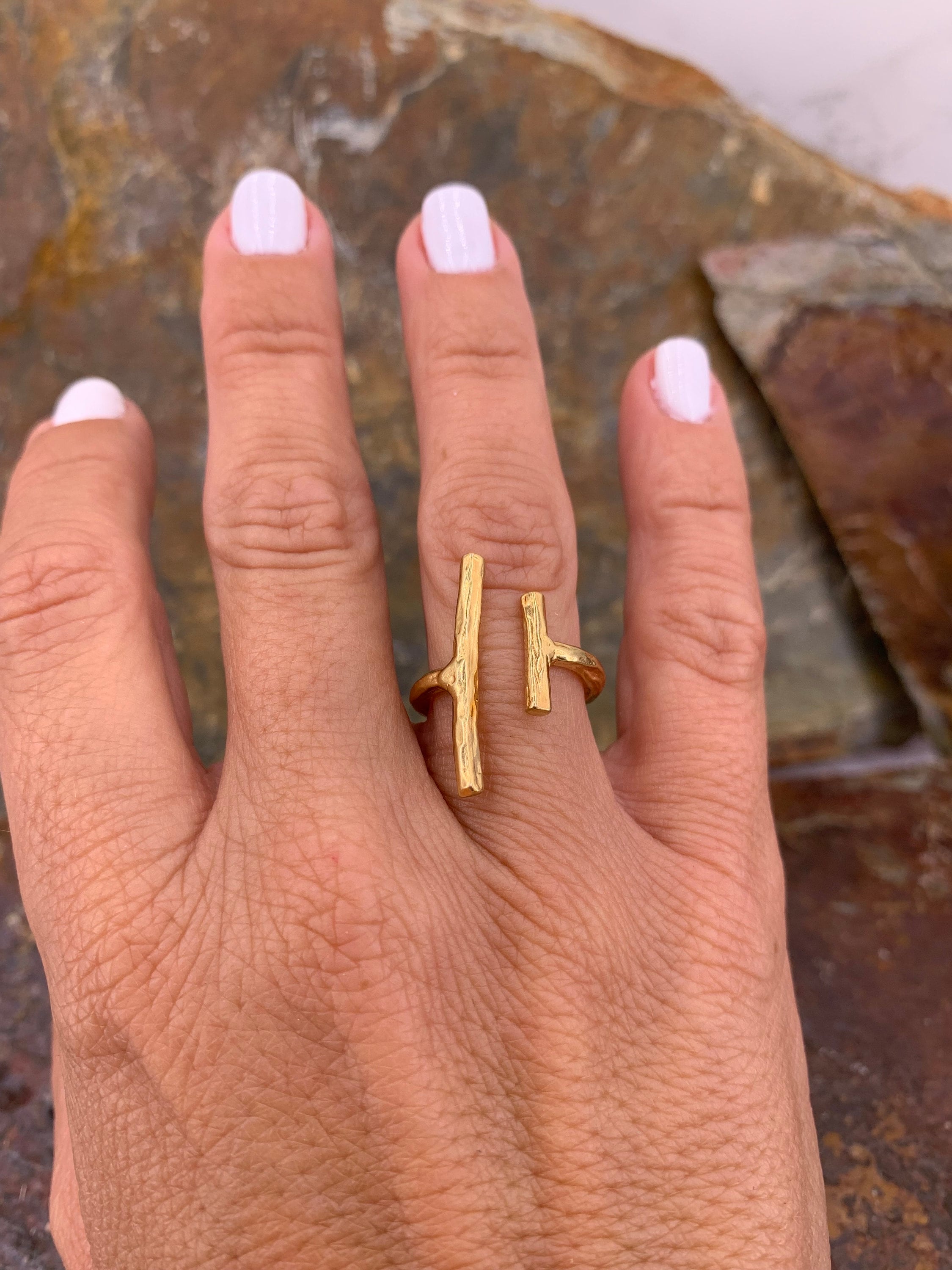 Dainty parallels bars Silver adjustable boho ring, asimetrical bars adjustable , boho silver gold ring, dainty boho ring,