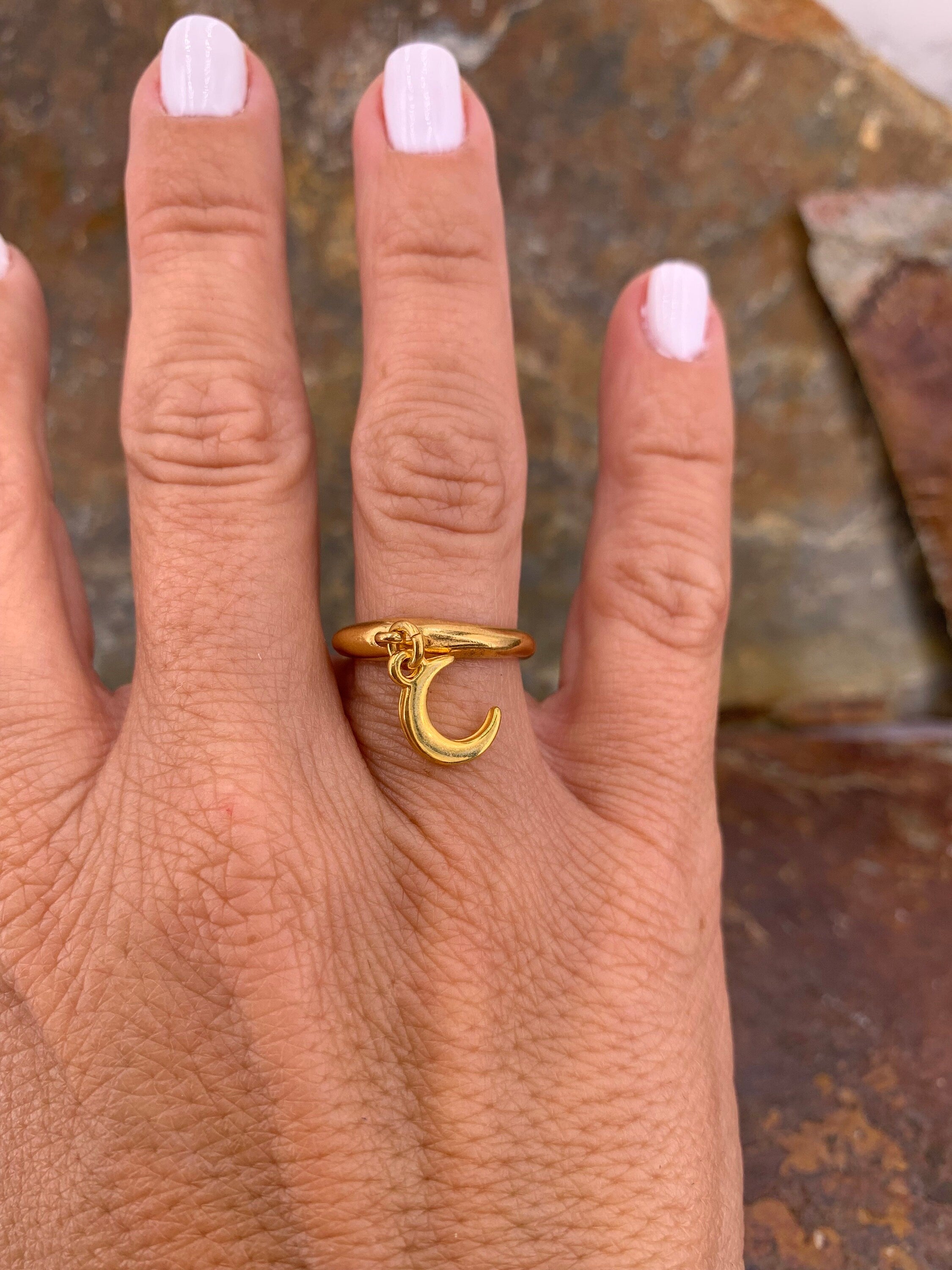 Pampille ring, moon Charm ring, boho silver ring, boho gold ring, in love silver ring, statement ring, bohemian ring,  style