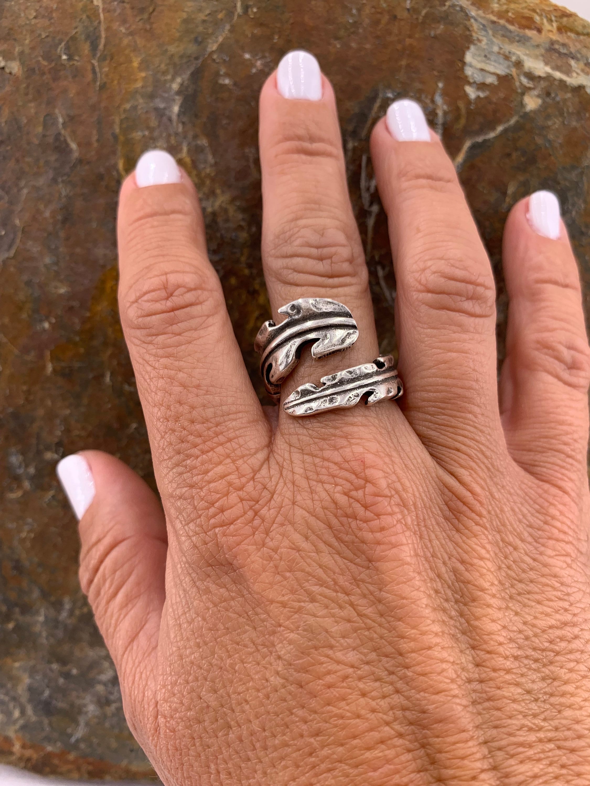 Leaf ring, chunky ring, adjustable boho silver ring, boho silver ring, nature rings, silver ring, statement ring,