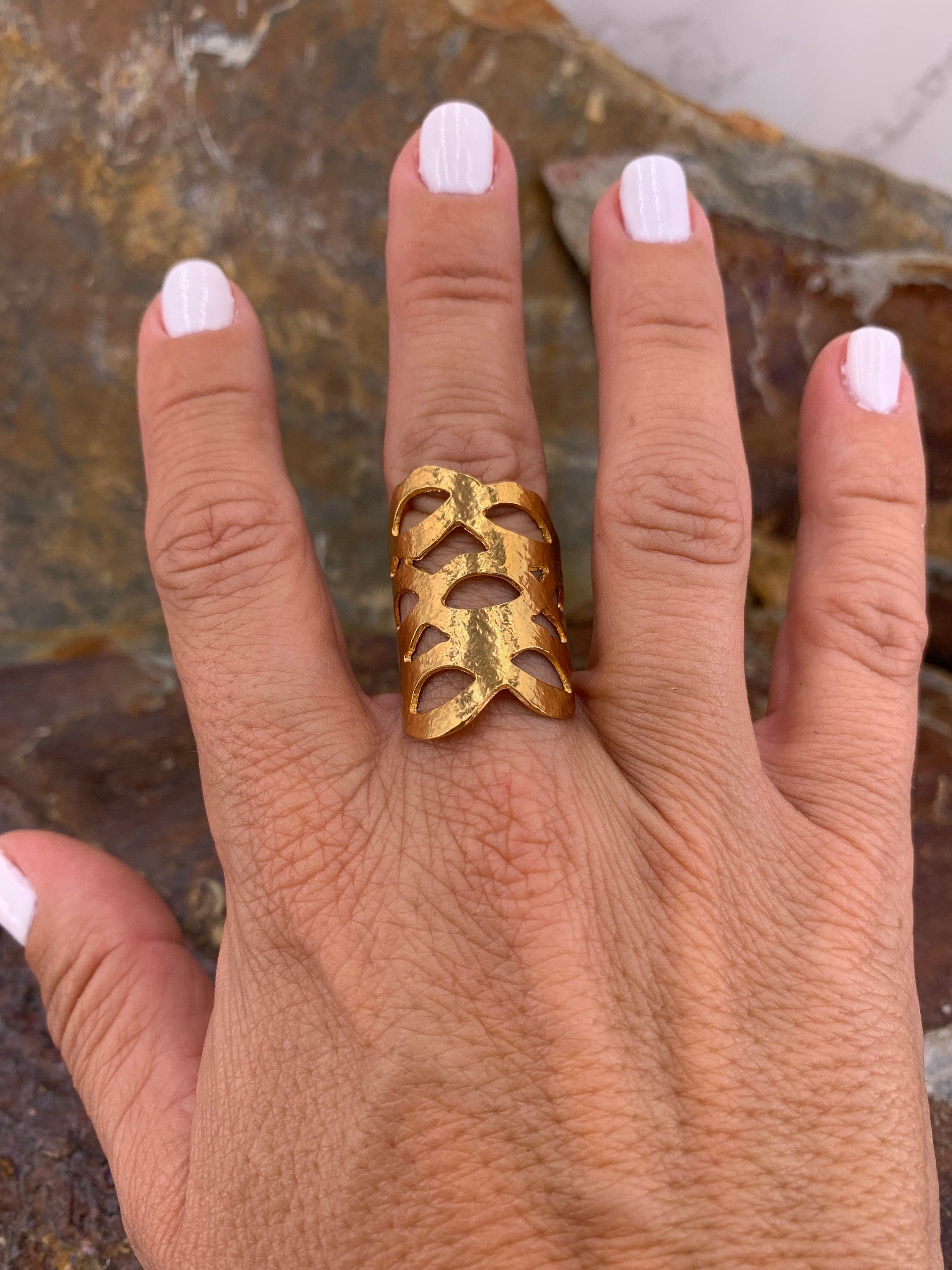 Chunky gold ring, wide gold ring, statement ring, wrap ring, wide ring, big ring, voluminous ring,  style, boho ring, carved ring