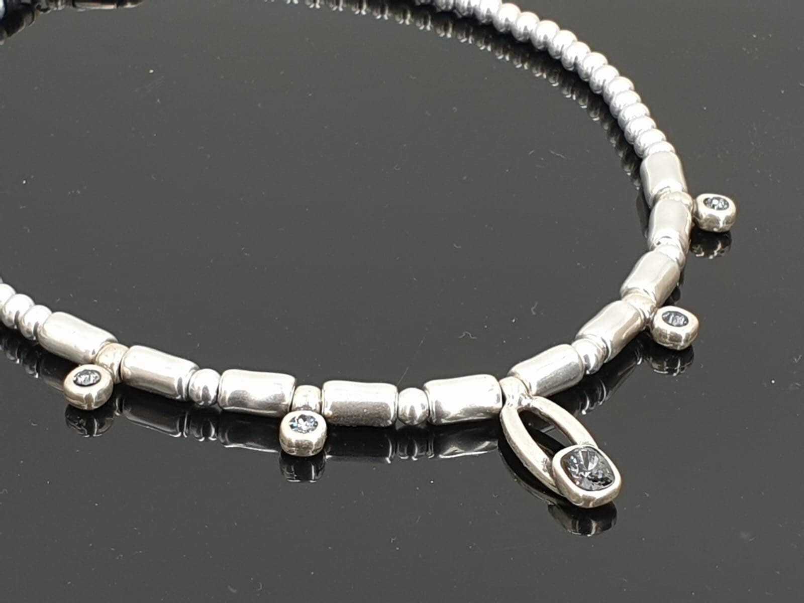 Chunky silver choker necklace, swarovski crystal charms choker, bold silver necklace, statement celebration necklace,  style, gift